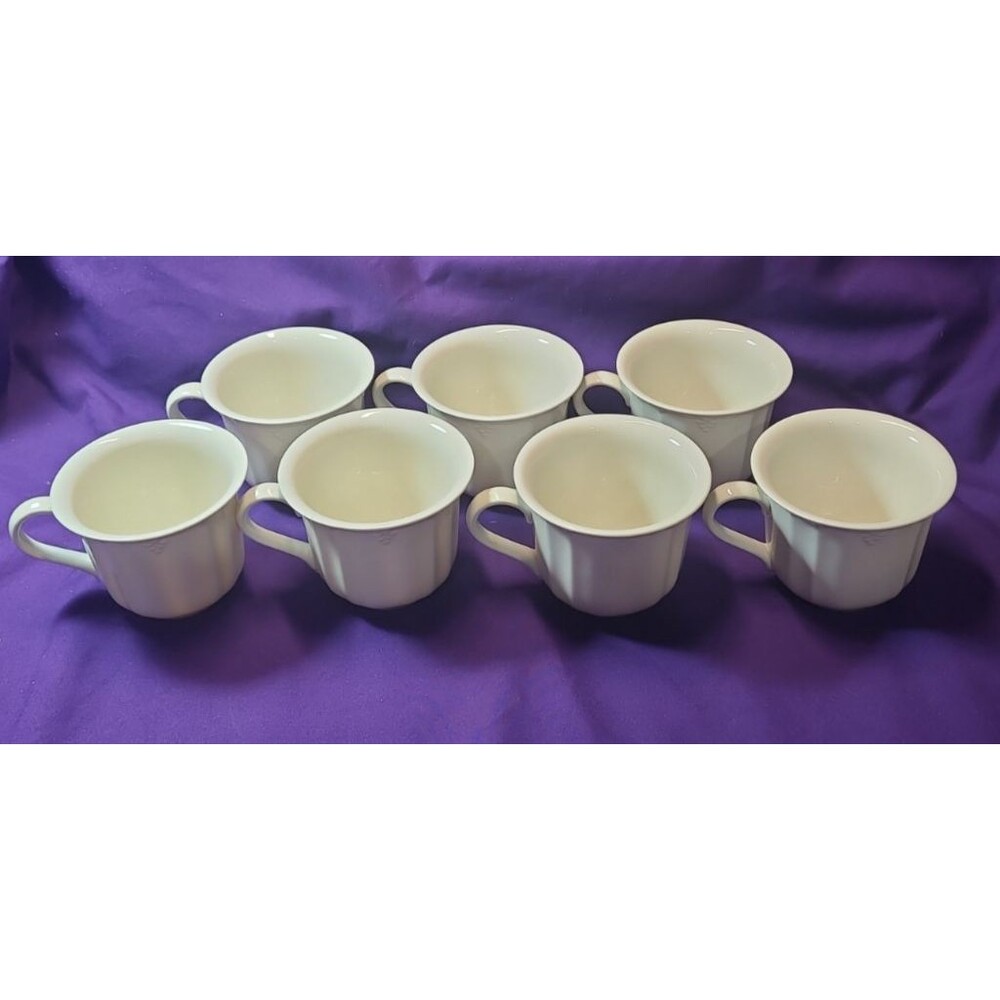 Set of 7 Seven Lenox Casual Elegance 3 7/8" Coffee/Tea Mugs EUC All Cream Glossy